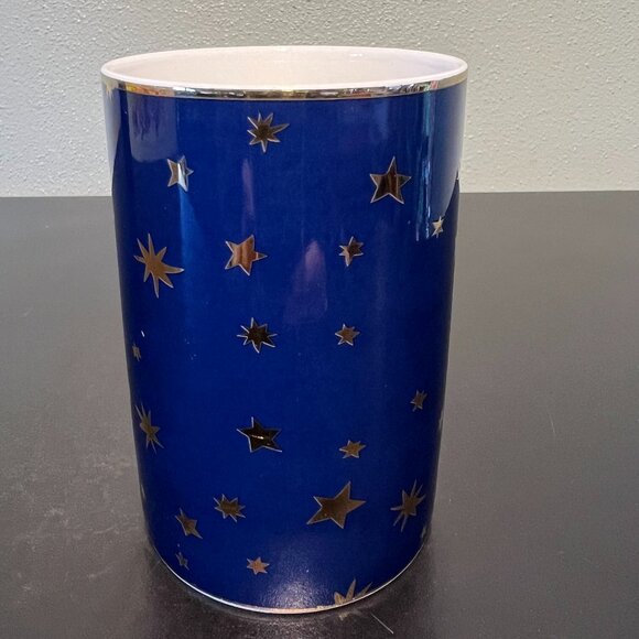 Sakura GALAXY BLUE 14k Gold Stars & Accents Cobalt Blue Fine Porcelain Cup Mug - Picture 10 of 15